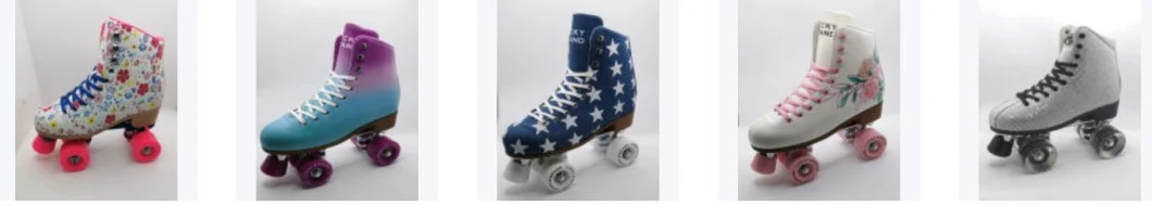 Hot Selling Adjustable 4 Flashing PU Wheels Roller Quad Ice Skates Shoes for Kids Adults